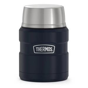 THERMOS Stainless King VacuumInsulated Food Jar with Spoon, 16 Ounce, Midnight Blue