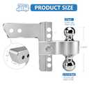 Adjustable Trailer Hitch - Tlvuvmo Aluminum Drop Hitch (Fits 2.5'' Receiver), 6 Inch Drop/Rise, 18,500 LBS GTW Heavy Duty Truck Hitch, (2'' & 2-5/16'') Chrome Plated Steel Balls - Tow Hitch Ball Mount