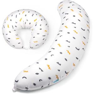 Firm C Shaped Pregnancy Pillows for Sleeping, Belly Hip Leg Knee Support Side Sleeper Body Pillow, Cuddle Snuggle Maternity Pillow, Zipper Cooling Jersey Cotton Pillowcase, Gifts for Mom