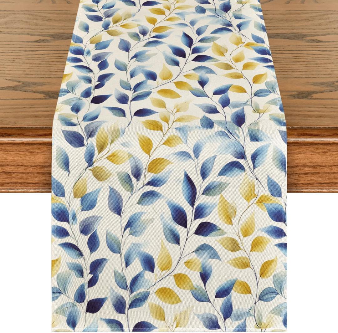 2 x Artoid Mode Leaves 210 GSM Summer Table Runner, Seasonal Spring Kitchen Dining Table Decoration for Home Party Decor 13x48 Inch