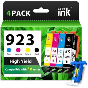 923 Ink Cartridges Combo Pack Replacement for HP 923 Ink Cartridges for HP Printers Work for HP OfficeJet Pro 8130e Ink OfficeJet Pro 8135e 8138e 8122e 8139e 8120e Printer Ink Without Chip, 4 Packs