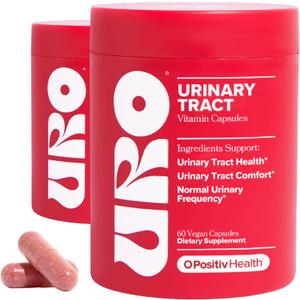 O Positiv URO Urinary Tract Health Supplement for Women, 60 Count (Pack of 2) - Urinary Support Vitamins with Pacran Complete Cranberry Extract, D-Mannose, & Vitamin C - Vegan & Gluten-Free, Expiry date: 15 July 2026