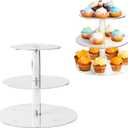 3 Tier Cupcake Stand Round Shape Acrylic Cupcake Tower Dessert Stand Holder Pastry Display Cookie Candy Buffet Stand for Wedding, Birthday, Party Decorative Supplies