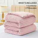 BEDELITE Fleece California King Comforter Set -Super Soft & Warm Fluffy Pink Bedding, Luxury Fuzzy Heavy Bed Set for Winter with 2 Pillow Cases