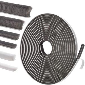 Self-Adhesive Weather Stripping Seal for Doors & Windows  Soundproof Insulation Gap Filler for Sliding, Exterior, Front, and Jamb Frames  0.2" x 0.35" x 16.5 ft, Gray