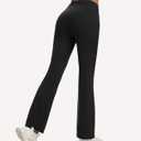 High Waisted Flare Leggings for Women with Pockets, Tummy Control Yoga Pants, Bootcut Workout Leggings (Black, XXL)