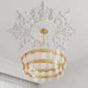 Nuanchu 32.7'' Large PU Ceiling Medallion Combination Decorative 2.36'' ID French Style Chandelier Base Ceiling Medallion for Light Fixtures Victorian Rosette Light Covers for Chandeliers(Stylish)