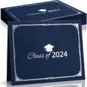 Geyoga 60 Pcs Certificate Holders Class of 2024 Diploma Holders for Letter Size 8. 5x11 Certificates Blue & Silver Document Cover for Graduation Certifications Folder