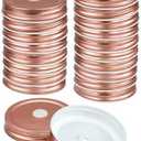 uxcell 28 Pcs Mason Jar Lids with Straw Hole, 70mm Tinplate Canning Lids Fits Regular Mouth Mason Jar, Drinking Lids Set Reusable for DIY, Drinking, Daily Food Storage, Rose Gold