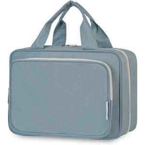 Narwey Hanging Toiletry Bag for Women Travel Makeup Bag Organizer Toiletries Bag for Travel Size Essentials Accessories Cosmetics (Greyish Blue (Medium))