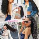 ALXNAN Wavy Curly Ponytail Extension, 26 Inch Black Brown Drawstring Ponytail for Black Women Short Soft Natural Synthetic Hairpiece Thick For Daily Use