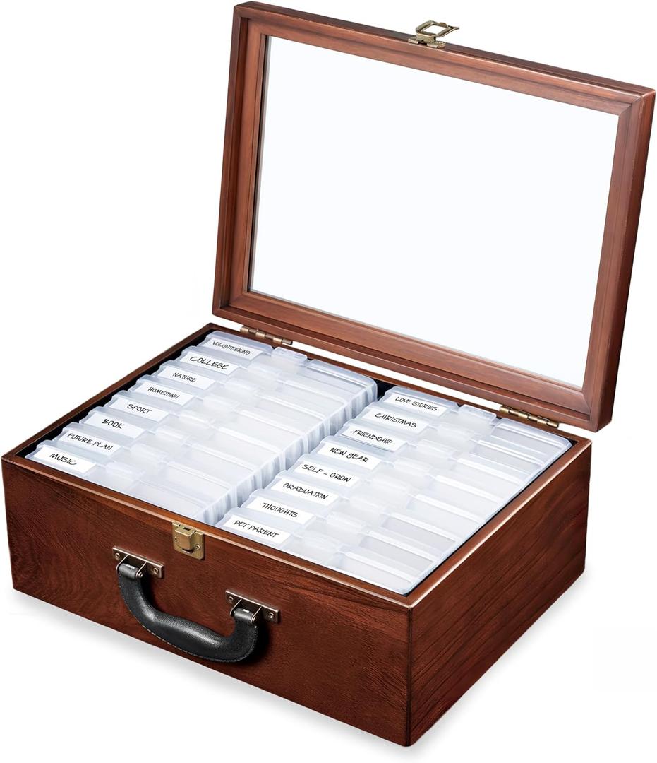Photo Storage Box 4" x 6", 16 Inner Extra Large Organizer Acid-Free Photo Keeper Storage Case, Wooden Keepsake Box for Crafts and Photo Storage