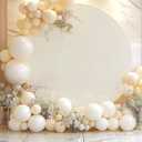 7.2 FT Beige Round Backdrop Cover Adjustable 5 to 7.2 ft Wrinkle-Free Polyester Circle Arch Backdrop Stand,Foldable Background for Wedding,Birthday,Baby Show,Photography,Event Decoration