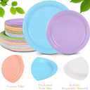 192PCS Pastel Party Supplies Set Rainbow Tableware Bulk Include Paper Plates Cups Napkins Colorful Mix Color Disposable Dinnerware Decorations for Baby Shower Graduation Carnival Wedding