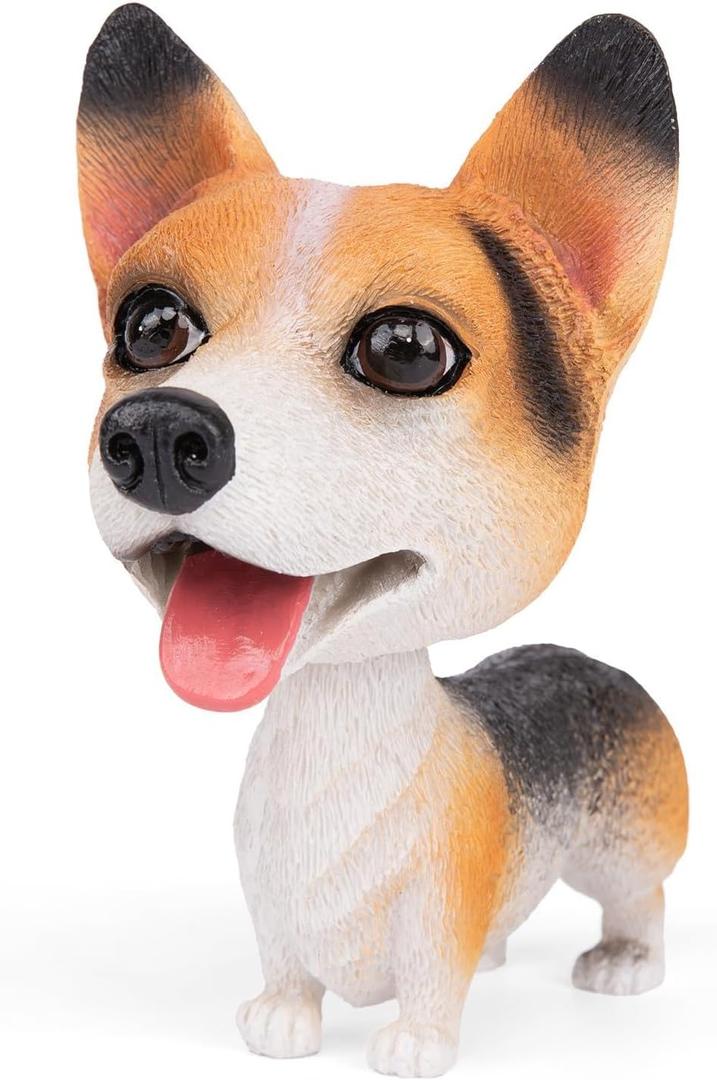 Bobble Head Dogs Car Dash Ornament Resin Cute Shaking Head Dog Figurine Nodding Puppy Decoration for Car Interior, Home & Office Desktop (Corgi Black)