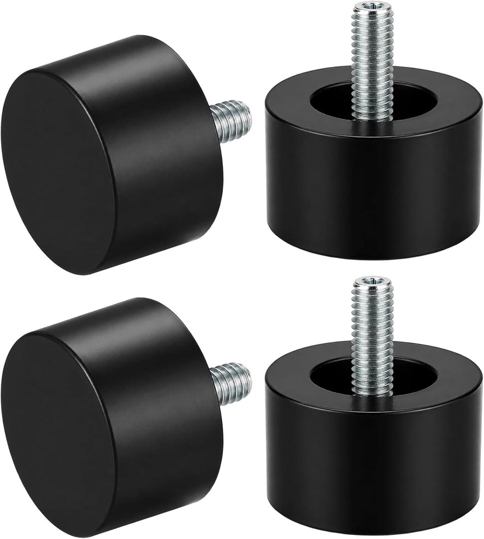 LEIFIDE 4 Pack Curtain Rod Finials Black Curtain Rod End Cap Finials for Curtains Rods of 7/8 and 1 Inch Diameter