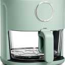 COOK WITH COLOR Colorful 1200W 4Qt Air Fryer: Glass Basket, Dishwasher Safe, 60min Timer, 6 Presets, Temp Control 175F-400F, 4 QT, Dark Sage (Medium)