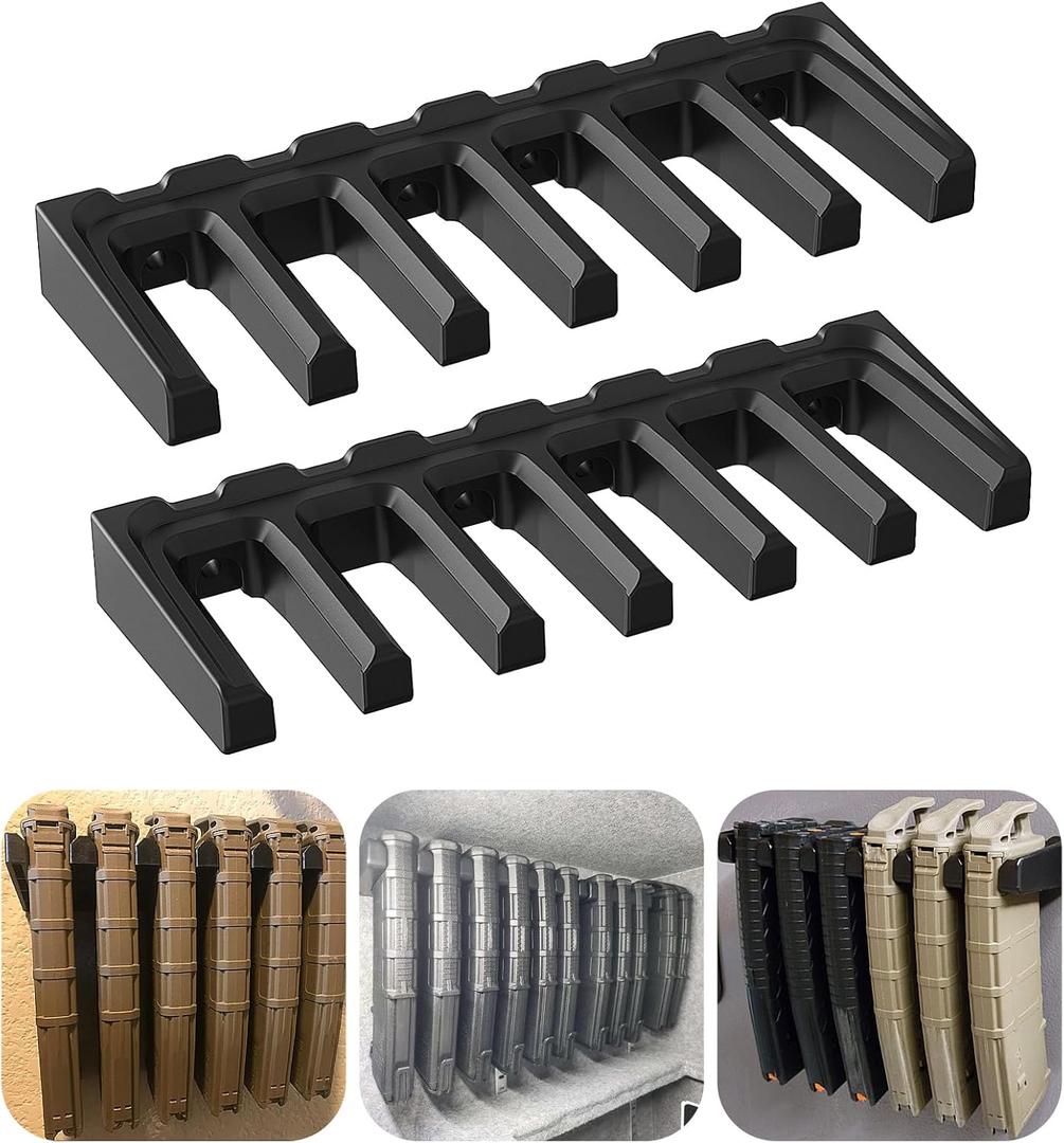 PMAG Rack Wall Mount,Mag Holder|AR Magazine Hodler|Wall Mount Display Mag Storage,Home Magazine Storage Rack,Mag Rack for Gun Safe,Locker,Cabinet,Wall (2 Pack)