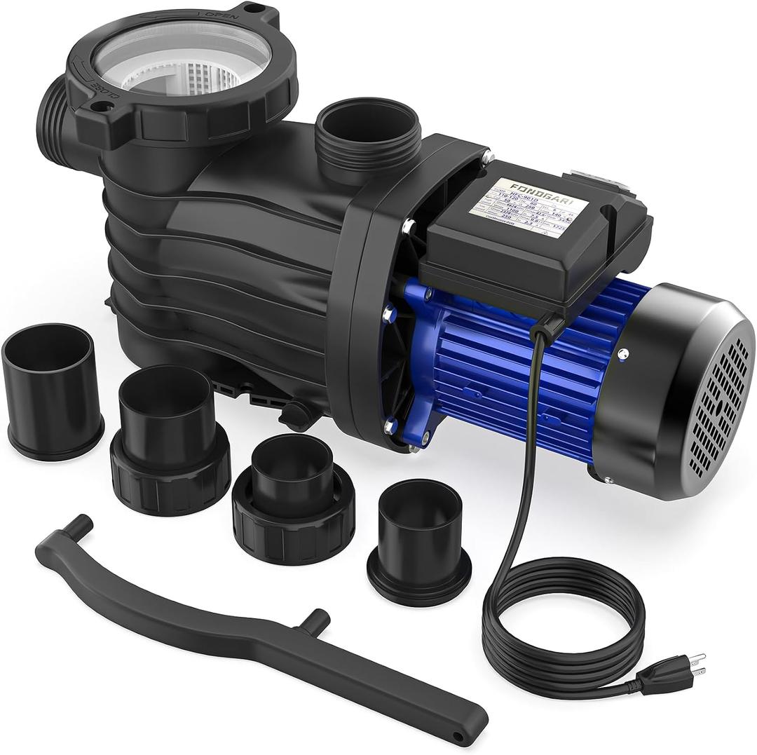 Pool Pump In/Above Ground, 1.5 HP, 4624GPH, Dual Speed 115V, Powerful Energy Saving Swimming Pool Pump with 1.5" & 2.0'' Inlet/Outlet & Strainer Basket. (Dual Speed 1.5HP+115V)