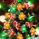 Christmas String Lights Decoration, 10ft 30LED Christmas Tree Gingerbread Man Candy Cane Fairy Lights Battery Operated with Remote, 8 Modes & Timer, Twinkle Light for Home Party Indoor Outdoor Decor (Red Green Orange)