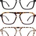AMOMOMA 3 Pack Trendy Aviator Reading Glasses for Women Men Stylish Square Blue Light Blocking Readers AM6164 (Black+brown Tortoise+grey Tortoise)