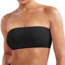 YEOREO Women Strapless Bandeau Sports Bra Padded Tube Top Workout Impact Backless Bralette Seamless Gym Yoga Everyday Bras (X-Small, Black)