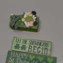 4 Pcs St. Patrick's Day Table Decoration Irish Tiered Tray Decor Wooden Gnome Shamrocks Block Signs Happy St. Patrick's Day Centerpiece for Tables Irish Wooden Sign for Home Decor