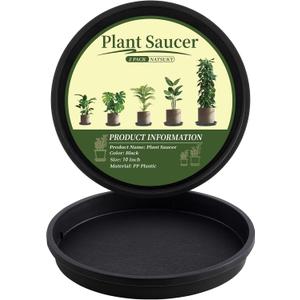 NATSUKY Plant Saucer 10 Inch 2 Pack, 8 10 12 14 Inch Plant Trays Round for Indoors Heavy Duty Plastic Flower Plants Saucers for Pots Outdoors No Holes Drip