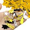 Orange and Gold Graduation Confetti 2024 - Pack of 1400 | Glitter Graduation Confetti for Table Decorations | Congrats Grad Star Cap Diploma Table Confetti for High School College Grad Party Supplies