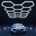 Hexagon led Lights: DIY Ceiling LED Light Hexagon Garage Lights 63070LM for Warehouse Workshop Barbershop Car Care Wash Room Auto Beauty Shop Gym Exhibition Hall 14 Grids without Rectangle Frame 6500K