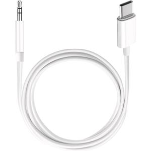 USB C to 3.5mm Audio Aux Jack Cable,3.3 ft, aux Cord for iPhone, Type C to 3.5mm Aux Headphone Stereo Cord Car Cable for iPhone 16/16 Pro, Samsung Galaxy S25 and Other iOS and Android Devices(White)