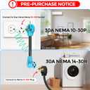 CircleCord Dryer Adapter 4 Prong to 3 Prong, 4P Newer Dryer to 3P Older House, Dryer Convert Cord NEMA 10-30P Plug to 14-30R Receptacle, 220V 30 Amp 10 AWG STW Blue with Safety Ground Wire, ETL Listed