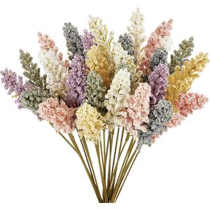 WILLBOND 24 Pcs Artificial Breath Flowers Pastel Foam Berry Spike Picks Mini Fake Vanilla Flower Faux Bouquet for Home Vase Wedding Party Indoor Office Outside Hanging Decoration