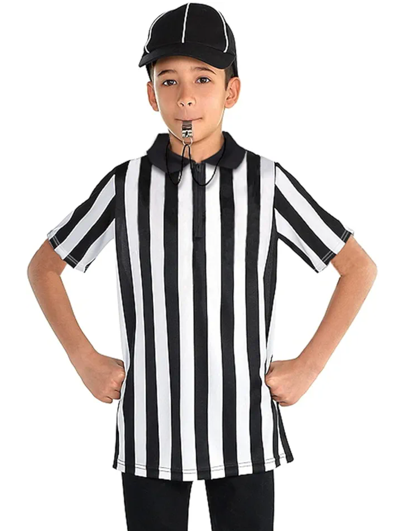 Thapower Children Referee Shirt Costume Kids Youth Black and White Stripe Boy Girls Toddler Ref Jersey, L