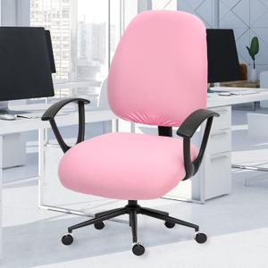 Super Stretchable Separate Office Chair Seat Covers - Universal Spandex Computer Chair Slipcover - 180GSM Washable Rotating Backrest Coverings & Cushion Protectors for Dogs, Cats, Pets (Pink)