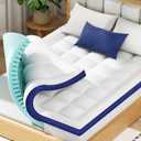 BEDELITE King Mattress Topper Dual Layer 4 Inch Memory Foam Mattress Topper, 2 Inch Pilow Top Mattress Pad and 2 Inch Premium Gel Foam Mattress, with Stretchable Pockets Up to 6"-24"