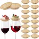 20 Pcs 4 Wine Glass Charcuterie Topper, Bamboo Round Wine Glass Charcuterie Board Topper, Dual Use Cup Topper Appetizer Plates for Family Gatherings, Bars, Restaurants
