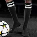 Medsuo 2 Pairs Kids Football Socks Aged 7-12 Knee High Breathable Soccer Socks Long Football Sport Socks for Kid Boy Girl (White)