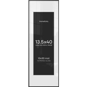 Homeforia 13.5x40 Black Picture Frame, High-End Metal, 10x30 Mat, Glass