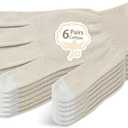 Evridwear Unisex Moisturizing Cotton Gloves with Touchscreen Fingertips for Eczema Beauty Cosmetic Dry Hands Sensitive Irritated Skin Therapy Overnight Bedtime, 6 Pairs, Lightweight-Beige, S/M