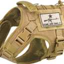 Tactical Dog Vest Harness, Outdoor Training Service Dog Vest Adjustable Military Working Dog Vest with Molle System and Rubber Handle (S=19.7"-22.8" Chest (Adjustable), Khaki)