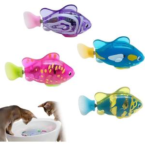 Jayol Electronic Engaging Pet Toy Fish, Waterproof LED Light Electronic Fish, Speeding up and Slowing Down Sway in Water, Twist Tail in a Lifelike Manner (4 PCS)