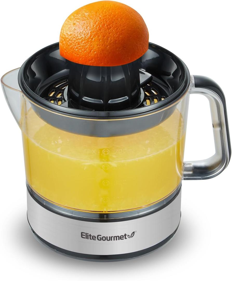 Elite Gourmet ETS623 BPA-Free Electric Citrus Juicer, Compact, Large Volume, Pulp Control, Oranges, Lemons, Limes, Grapefruits with Easy Pour Spout, 24oz, Black/Stainless Steel Elite Gourmet ETS623 BPA-Free Electric Citrus Juicer, Compact, Large Volume, Pulp Control, Oranges, Lemons, Limes, Grapefruits with Easy Pour Spout, 24oz, Black/Stainless Steel