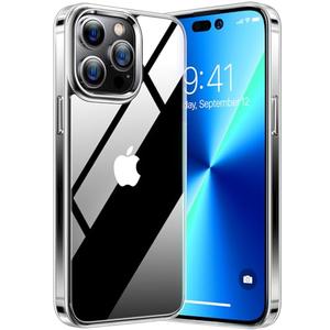 TORRAS Diamond Clear for iPhone 15 Pro Case [Anti-Yellowing][12FTMil-Grade Drop Protection] Shockproof Slim Protective Hard Back Soft Bumper with Airbag for iPhone 15 Pro Case, Crystal Clear