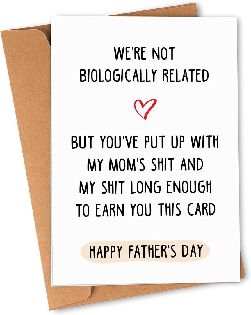 10 x Step Dad Fathers Day Card for Step Son, Daughter - Fathers Day Gift for Step Dad, Bonus Dad, Stepdad - Happy Father's Day Card for Step dads, Bonus Dad, Stepdad with Envelope