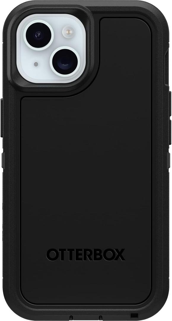 OtterBox iPhone 16e, 15, 14, & 13 Defender Series XT Case - Black, screenless, Rugged, Snaps to MagSafe, Lanyard Attachment