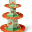 Happy Birthday Cupcake Stand - 3 Tier The Life of A Birthday Girl Dessert Holder Girl's Birthday Party Cardboard Cake Stand Orange Glitter Cupcake Display for Girls Women Party Decorations