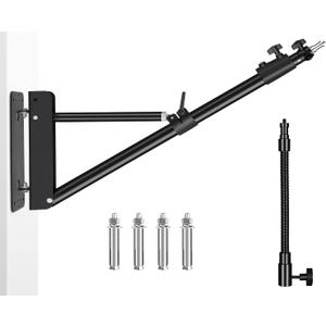 51"/130cm Adjustable Wall Mount Triangle Boom Arm with 9.8"/25cm Metal Flexible Tube Arm, Support 180 Rotation for Ring Light, Monolight, Softbox, Strobe Light, LED Video Light 51"/130cm Adjustable Wall Mount Triangle Boom Arm with 9.8"/25cm Metal Flexible Tube Arm, Support 180 Rotation for Ring Light, Monolight, Softbox, Strobe Light, LED Video Light