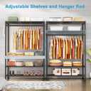 Ulif H4 Plus Portable Closets, 4-Tier Clothes Garment Rack for Bedroom and Cloakroom, Metal Clothing Storage and Organizer Wardrobe System, 45" W x 14" D x 76.4" H, Load 522lbs, Black