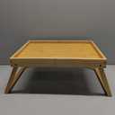 Bamboo Bed Tray Table with Foldable Legs, Breakfast in Bed Tray for Eating, Kitchen Serving Trays, Folding Table for Sofa, Beds, Eating, Working, Used As Laptop Desk Snack Trays, Brown (Medium)